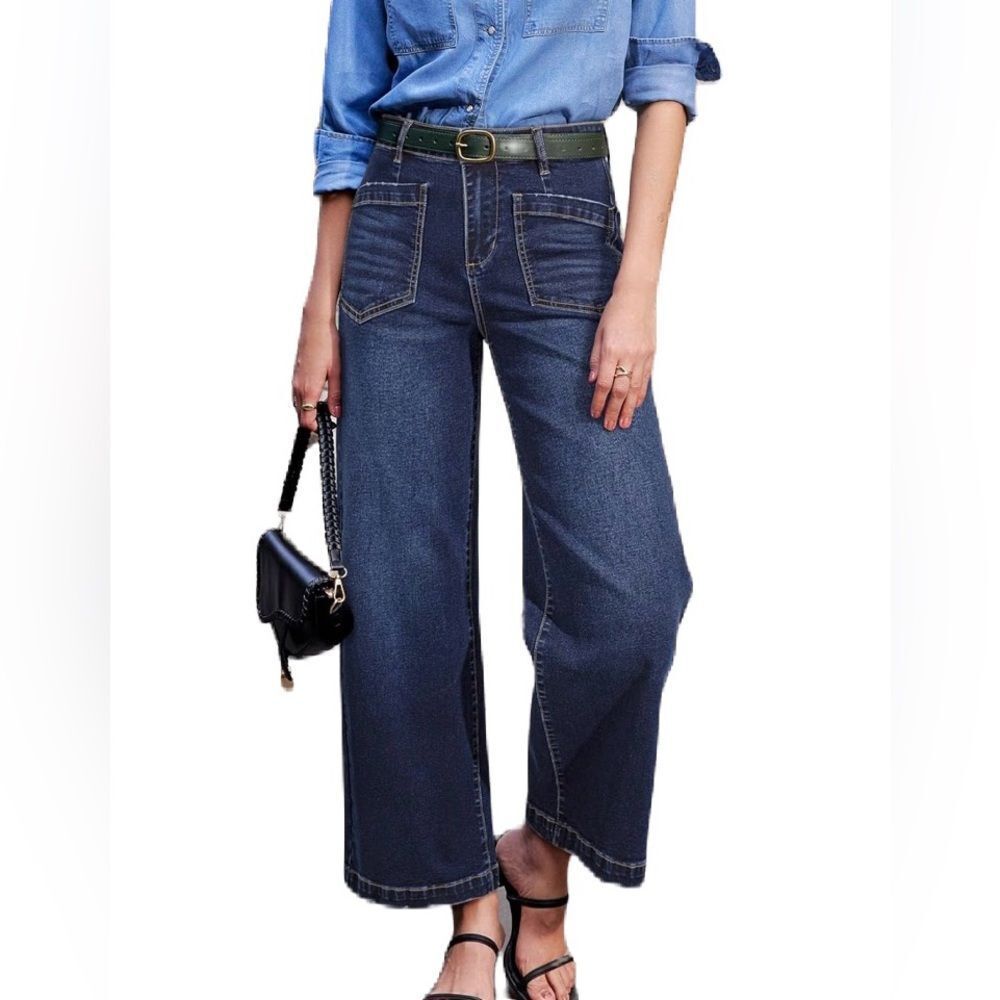 #100 BOUTIQUE Sidefeel Cropped Wide Leg Jeans